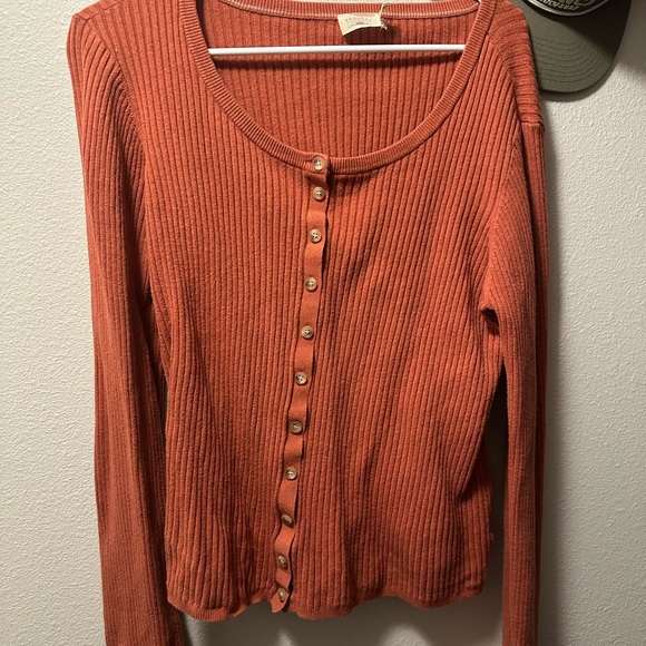 Faherty Terracotta Ribbed Sweater - Picture 2 of 4